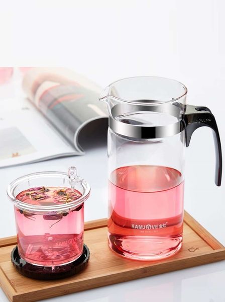 Заварювальний чайник Kamjove Тіпод Art Tea Cup TP-300 з кнопкою скляний 1.2л, Китай id_9350 фото