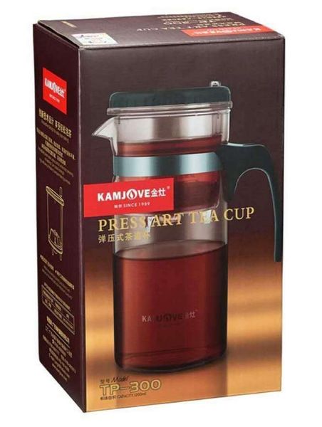 Заварювальний чайник Kamjove Тіпод Art Tea Cup TP-300 з кнопкою скляний 1.2л, Китай id_9350 фото