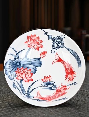 Автентична порцелянова піала Риба та лотос (символ гостатку, гармонії та багатства) 80мл, Китай id_8845 фото