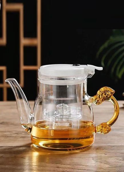 Чайник-заварник для чаю Тіпод Квітучий камінь із жаростійкого скла 650мл, Китай id_8954 фото