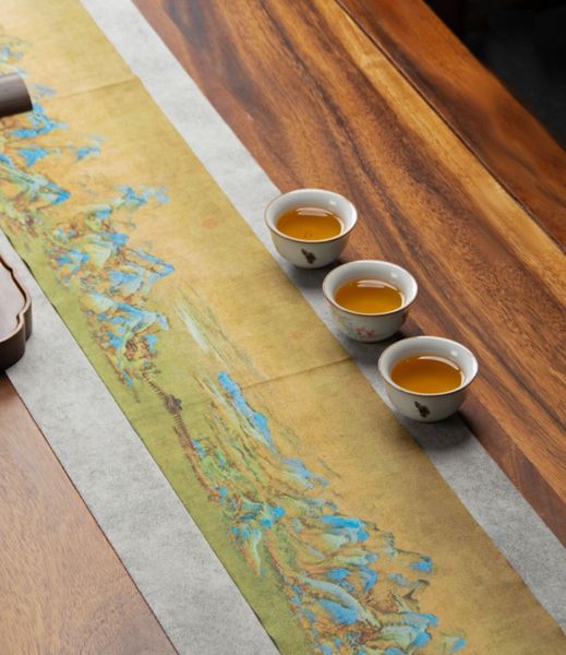 Рушник для чайної церемонії "Тисячу миль річок та гір" двосторонній автентичний 19х120см, Китай id_9227 фото