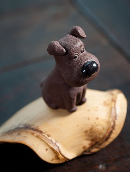 Фігурка Чайний вихованець "Собака багатства" для чайної церемонії ісинська кераміка ручної роботи id_9177 фото
