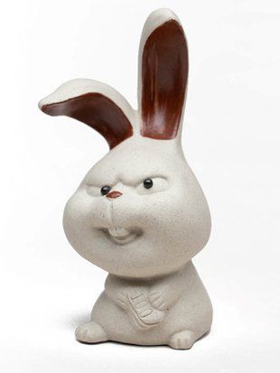 Фігурка Чайного Вихованця, ісинська глина ручної роботи: Підозрілий Кролик, що охороняє Ваше Багатство, Китай id_11429 фото