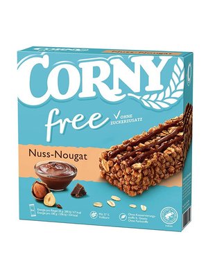 Злакові батончики з фундуком та нугою Corny Nuss Nougat Free без цукру 120г, Німеччина id_10287 фото