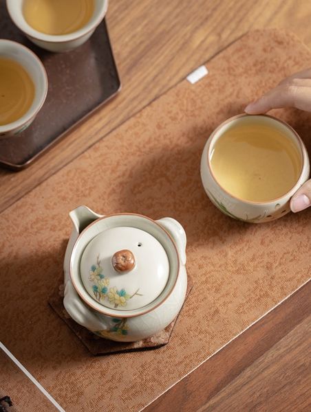 Чайник в стилі династії Сун "Щасливе кроленя" ручної роботи крижана глазур 200мл, Китай id_9087 фото