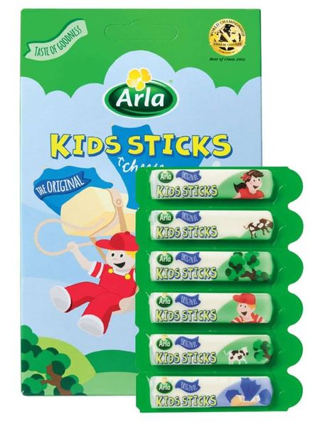 Сирні палички дитячі Arla Kids Sticks джерело протеїнів та кальцію 45% 6шт 108г, Данія id_10023 фото