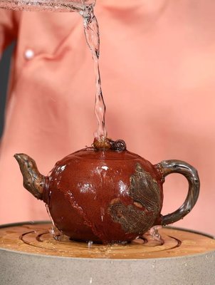 Чайник ручної роботи з ісинської глини "Дерево довголіття" від майстра Shili Pai Yiren 160мл id_9767 фото