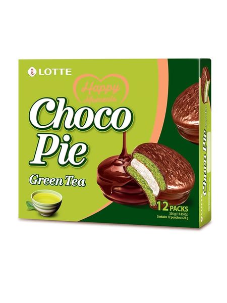 Печиво чокопай Lotte Choco Pie Green Tea зелений чай 336г, Південна Корея id_10290 фото