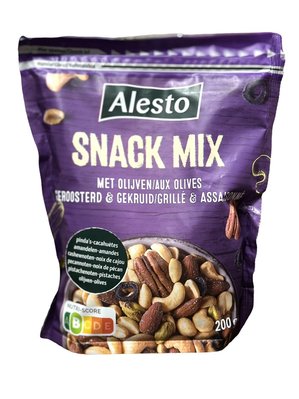 Суміш солоних горіхів Alesto Snack Mix: фісташка, мигдаль, пекан, кеш'ю, арахіс, сушені оливки 200г id_1528 фото