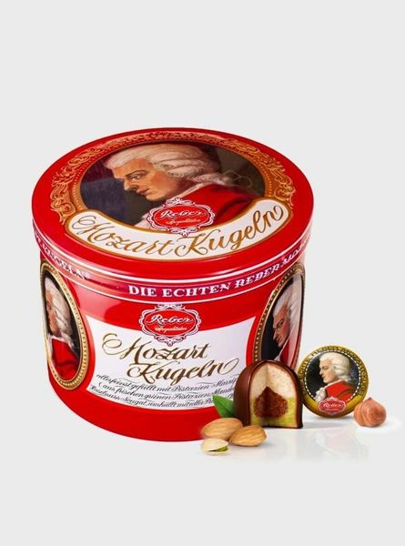 Шоколад з фісташковим марципаном Mozartkugeln Reber Моцарт ж/б 300г, Німеччина id_352 фото