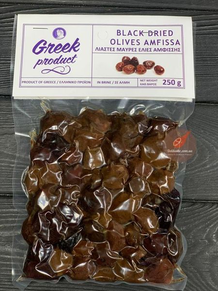 Оливки чорні в'ялені Анфісіс бочкові в/у 250г, Греція id_1066 фото
