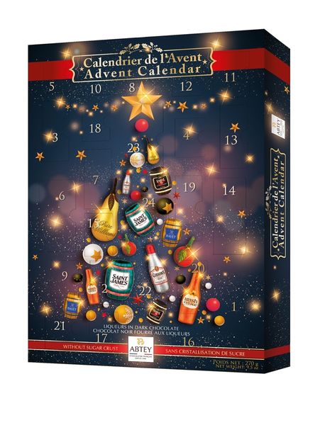 Адвент календар Abtey Calendrier de l'Avent Magic of Christmas преміальні лікери у високоякісному чорному шоколаді 270г, Франція id_10447 фото