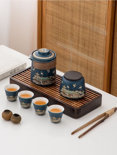 Дорожній набір посуду "Піднебесна пагода, що приносить зцілення" для чайної церемонії та медитації id_9356 фото