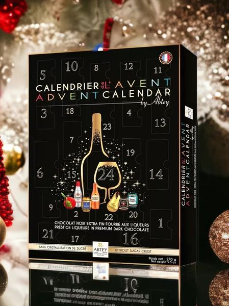 Адвент календар Abtey Calendrier de l'Avent adultes Chocolat Noir Liqueur преміальні лікери у високоякісному чорному шоколаді 270г, Франція id_10446 фото