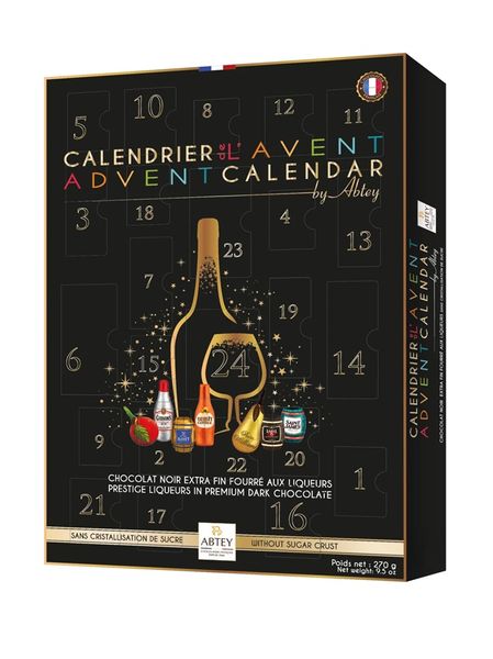 Адвент календар Abtey Calendrier de l'Avent adultes Chocolat Noir Liqueur преміальні лікери у високоякісному чорному шоколаді 270г, Франція id_10446 фото