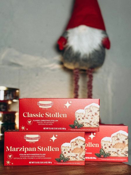 Різдвяний пиріг штоллен з марципаном в подарунковій упаковці Kuchenmeister Marzipan Stollen 500г, Німеччина id_10436 фото