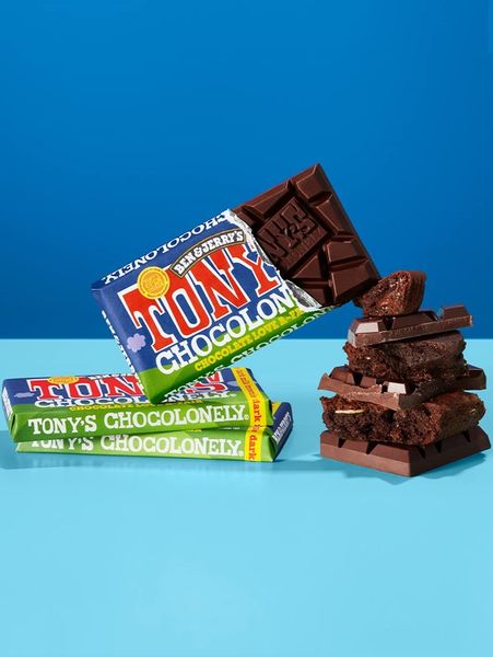 Молочно-чорний шоколад з брауні Tony's Chocolonely Dark Milk 42% with Brownie Pieces 180г, Бельгія id_9806 фото