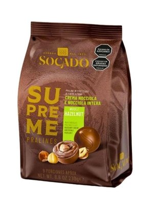 Шоколадні цукерки з лісовим горіхом Socado Supreme Nocciola E Nocciola Intera 230г, Італія id_8223 фото
