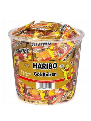 Жувальні цукерки Haribo Goldbaren ведмежата відро 100 міні пачок 1кг, Німеччина id_7472 фото