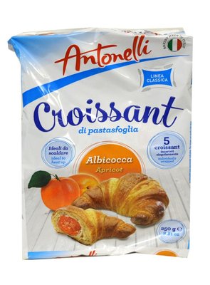 Круасани Antonelli Croissant Apricot з абрикосовою начинкою 5 шт 250г, Італія id_8687 фото