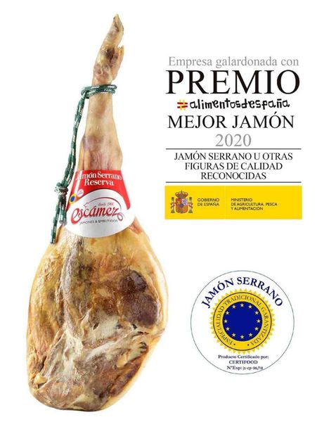 Хамон Escámez Jamon Serrano Reserva витримка 20 місяців (найкращий хамон Іспанії 2020 року) 7-7.5кг, Іспанія id_9733 фото