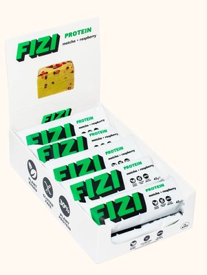 Набір протеїнових батончиків FIZI Raspberry Matcha малина з чаєм матча без цукру та глютену 10шт по 45г id_7735 фото