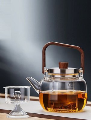 Чайник із жаростійкого скла для заварювання на пару з двома фільтрами прозорий 950 мл, Китай id_9054 фото