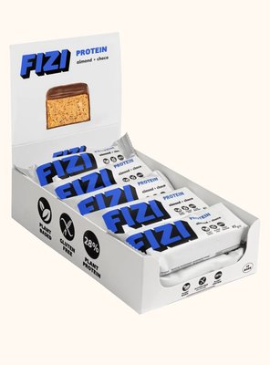 Набір протеїнових батончиків FIZI мигдаль та шоколад без цукру та глютену 10шт по 45г id_7779 фото
