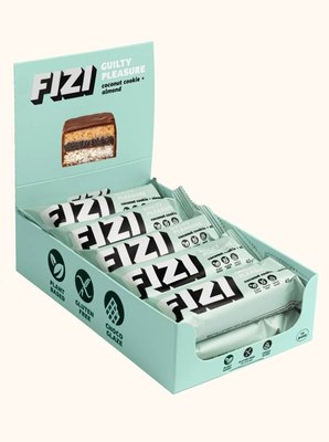 Набір шоколадних батончиків FIZI кокосове печиво та мигдаль без цукру та глютену 10 шт по 45г id_7480 фото