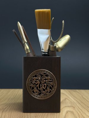 Набір інструментів для чайної церемонії Янь 5 предметів в дерев'яному стакані ручної роботи, Китай id_8745 фото