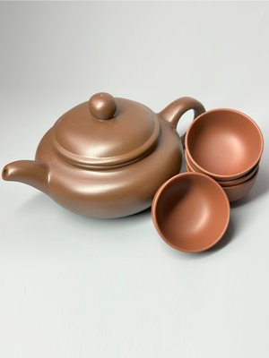 Автентичний китайський чайник 500 мл та 4 піали по 55мл з ісинської глини темний id_8849 фото