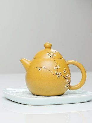Авторський чайник ручної роботи Лундань Ху Дуань Ні, ісинська глина - класична форма Яйце Дракона: Квітуча Гілка Сакури 230 мл, Китай id_11617 фото