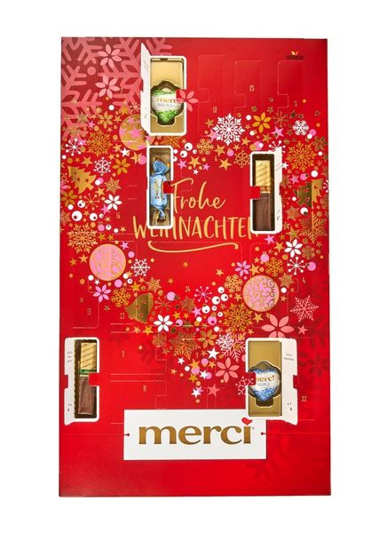Адвент календар Merci Red Frohe Weihnachten з солодощами 255г, Німеччина id_8288 фото