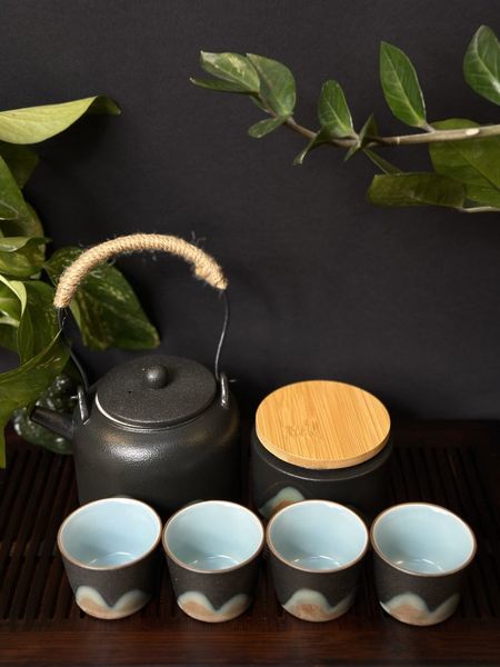 Набір для чайної церемонії "Далекі гори" ручної роботи з грубої дзен-кераміки в тибетському стилі, Китай id_9059 фото