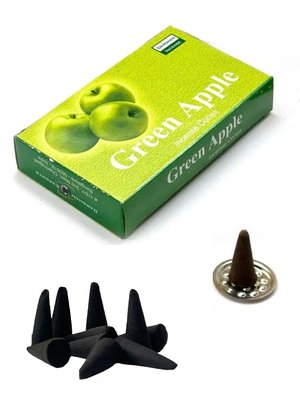 Ароматичні конуси Green Apple - Incense Cones Darshan яблуно-фруктовий освіжаючий аромат 10шт. Індія id_9743 фото