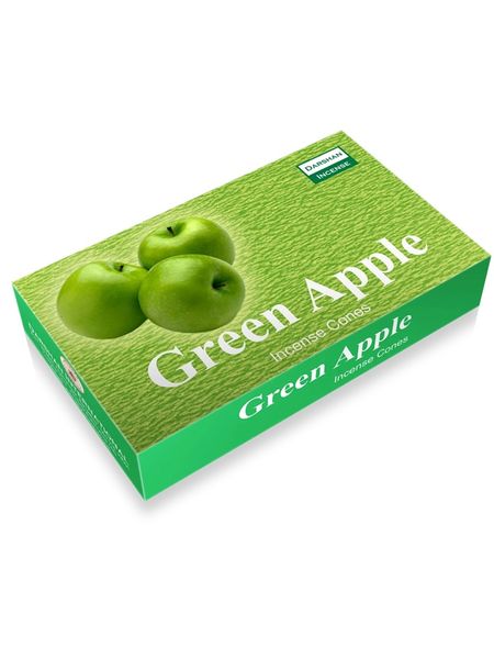 Ароматичні конуси Green Apple - Incense Cones Darshan яблуно-фруктовий освіжаючий аромат 10шт. Індія id_9743 фото