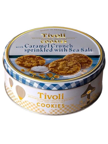 Печиво Tivoli Cookies з карамельними кранчами та морською сіллю ж/б 150г, Данія id_2089 фото