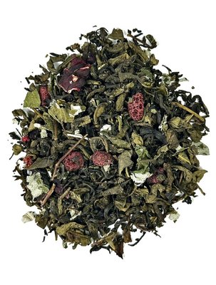 Натуральний чай Малина з вершками: Зелений чай з малиною, каркаде та вершками 50г id_9663 фото