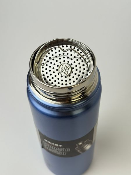 Високоякісний двошаровий металевий вакуумний термос D.Kadi Steel Indigo з харчової сталі 0,65 л id_12202 фото
