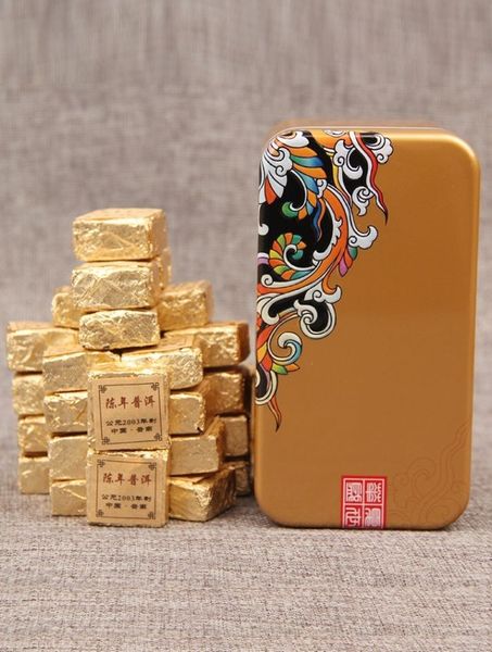 Подарунковий набір Шу Пуеру Золота цеглина витриманий 2003 рік металева коробка 250г, Китай id_7614 фото