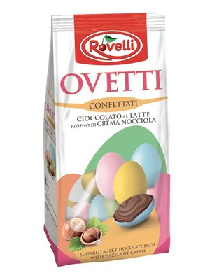 Шоколадні яєчка Rovelli Ovetti глазуровані з фундуковим кремом 130г, Італія id_8963 фото