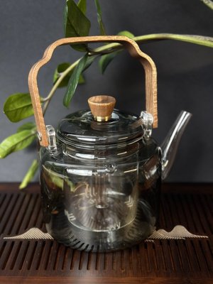 Чайник для заварювання на пару з потовщеного термостійкого скла та двома фільтрами димний 1л, Китай id_9162 фото