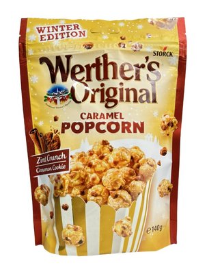 Попкорн у кремово-карамельній глазурі із корицею Werthers Original Caramel Cinnamon Cookie Popcorn 140г, Німеччина id_9273 фото