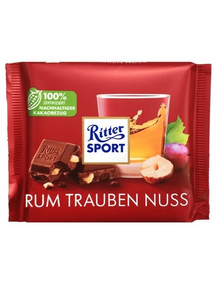Шоколад Ritter Sport ром, родзинки та фундук 100г, Німеччина id_489 фото