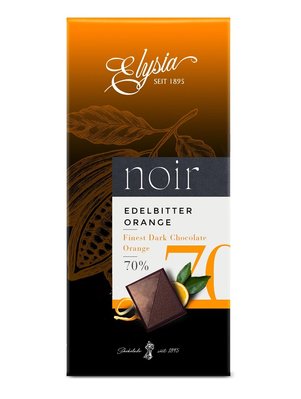 Чорний шоколад з апельсиновою олією Elysia Noir Edelbitter Orange 70% 100г, Німеччина id_10057 фото