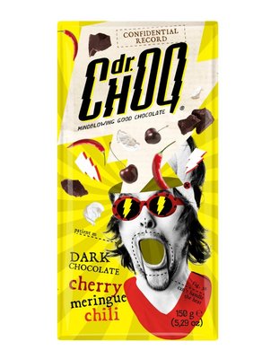 Шоколад чорний  Dr.Choq Cherry Chili з меренгою вишнею та чилі 150г, Бельгія id_8658 фото