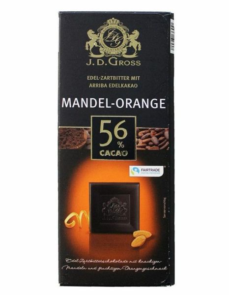 Шоколад чорний з мигдалем та апельсином J. D. Gross Mandel Orange 125г, Німеччина id_908 фото