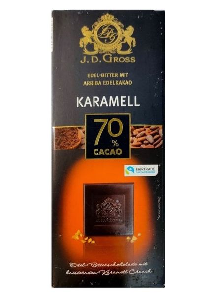 Чорний шоколад J. D. Gross Karamell з карамельними кранчами 70% 125г, Німеччина id_909 фото
