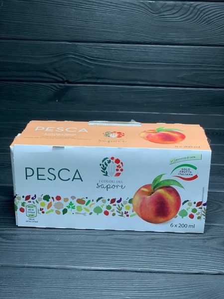 Сік персиковий з еко-соломинкою I Colori del Sapore Pesca 6шт 200мл, Італія id_1303 фото