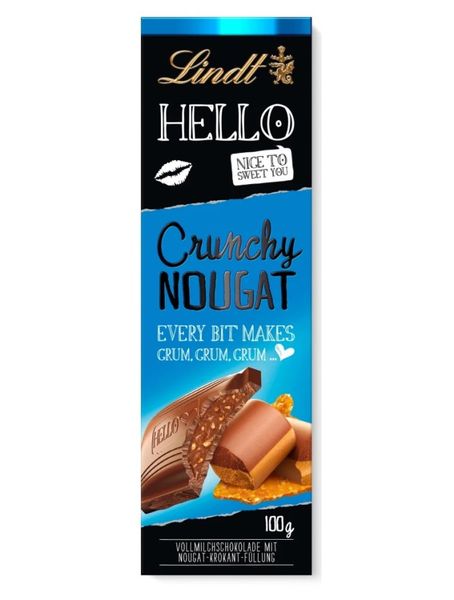 Шоколад Lindt Hello Crunchy Nougat Chocolate нуга з кранчами 100г, Німеччина id_8766 фото
